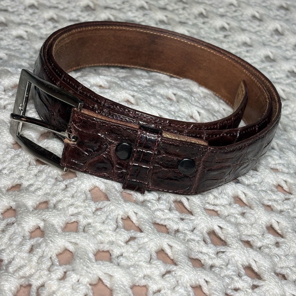 Veari Men's Alligator Genuine Leather Belt Sz 40 Rich Brown